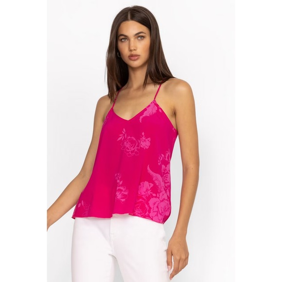 Johnny Was Tops - Johnny Was Etta Silk Cami Sz S Pink Floral Tank Top Boho Luxe Blouse Boho